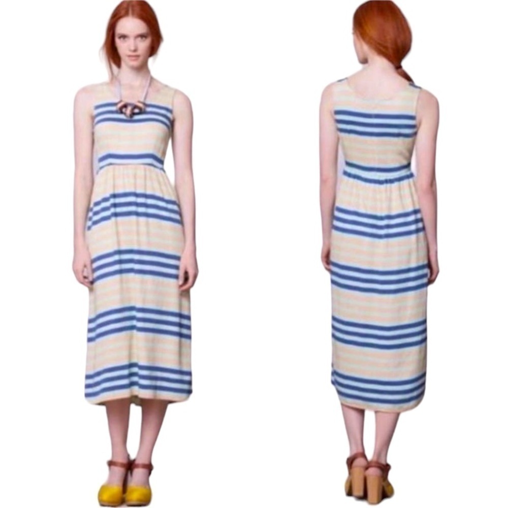 Anthropologie Dusen Dusen Spring Stripe Midi Dress​​​​​​​​